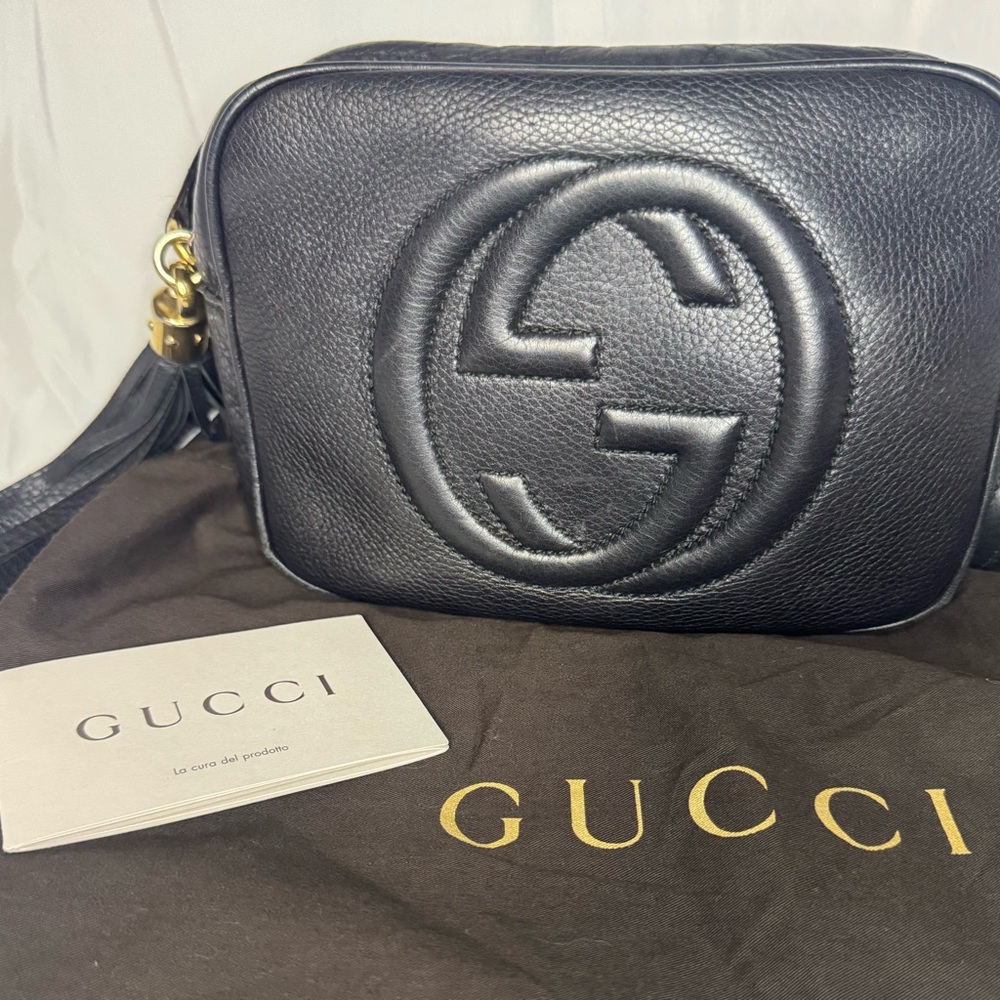 Authentic Gucci Soho Disco Bag Black Leather Tassel Crossbody Project Piece
